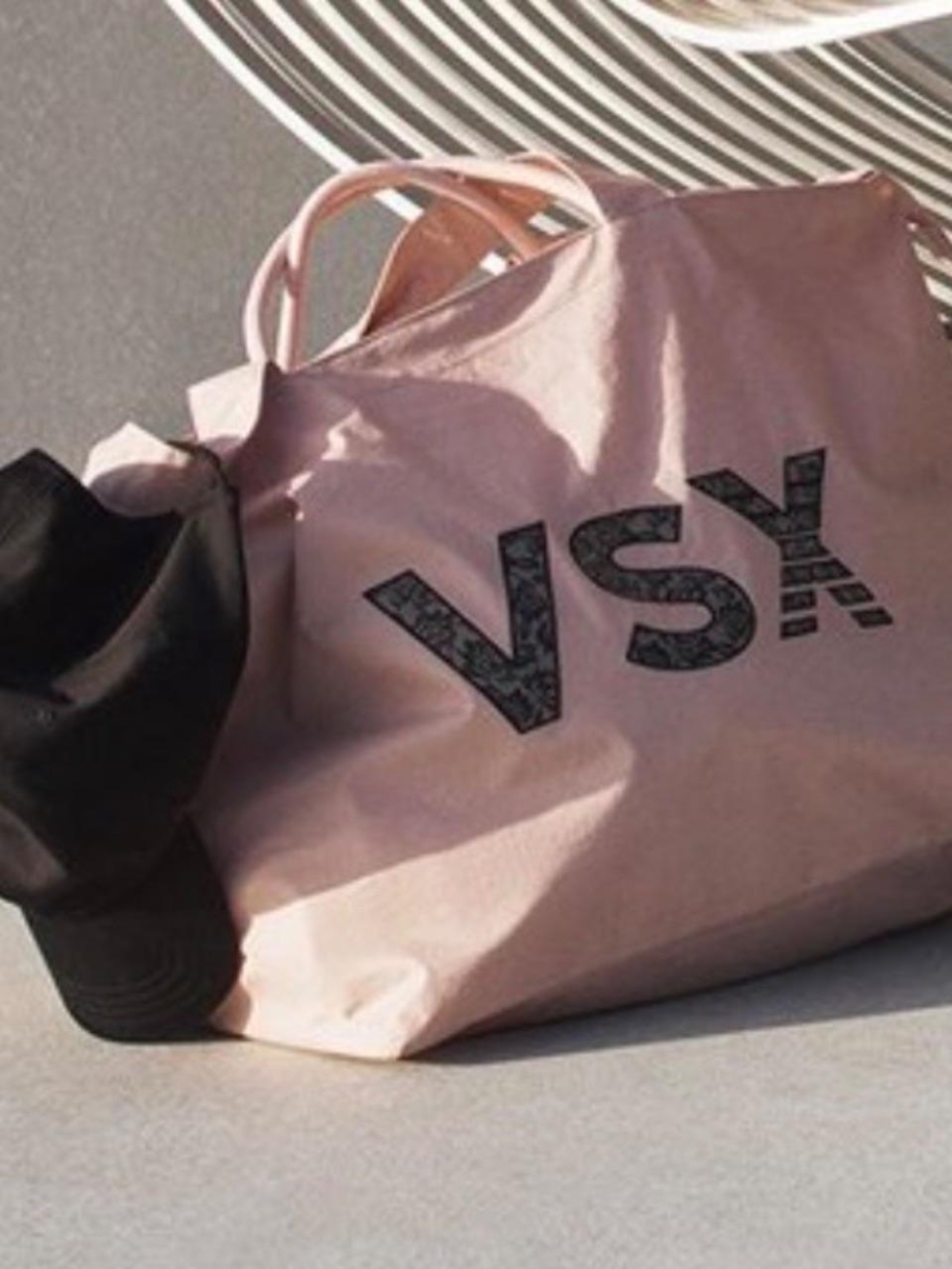 Victoria's Secret pale pink tote with black logo